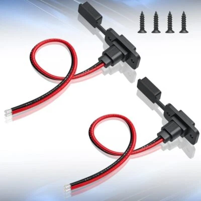 2Pcs 12AWG SAE Cable Solar Panel Battery Charger Socket Sidewall Port Connector