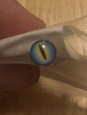 Steel Graphic Barbell Tongue Ring 20mm Blue And Yellow Snake Eye 16g Surgical