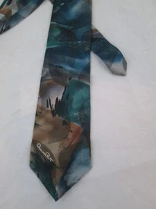 Vintage Oscar De La Renta Ugly Men's Neck Bow Tie Blue Green - Picture 1 of 3