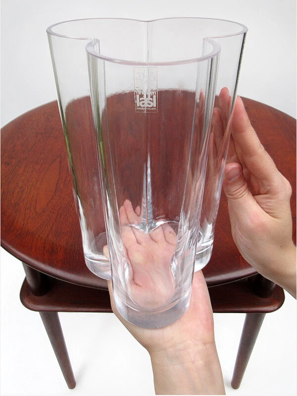 Jarrón de vidrio Riihimaen Lasi Oy Hillevi Lalla Apila 1975 arte moderno de mediados de siglo Foto 1 de 4