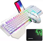 Gaming Keyboard Mouse Combo, Gray Alloy Panel,Mechanical feel,Wired RGB Backlit
