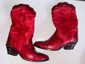Women's Vintage Zodiac Red Cowboy Boots Size 6.5m - Picture 1 of 13