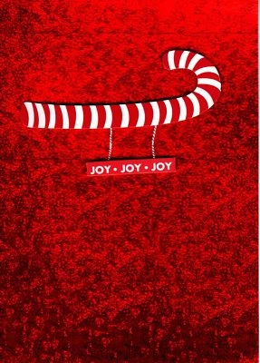 Red Foil Candy Cane Joy Christmas Photo Holder Holiday Cards - Set of 10 - Image 1 of 3