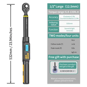 MOVECRAB Digital Torque Wrench 1.5-135N.M with Preset Values 2% Accuracy Buzzer - Picture 1 of 14