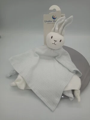 Under the Nile Organic White Bunny Rabbit con Rayas Azules Lovey Manta de Seguridad Foto 1 de 3