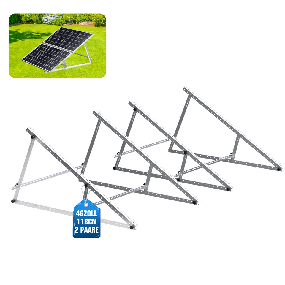 GLIESE 4X Supporto fotovoltaico 118cm pannello solare rinforzato tetto piano 0°-90° per 2 pannelli solari