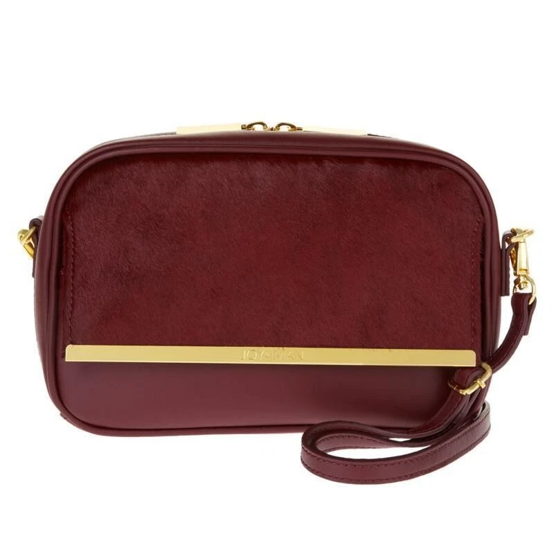 Bandolera Joy Mangano & Iman de cuero y pelo de becerro con RFID - CABERNET - NUEVA CON ETIQUETAS Foto 1 de 1