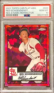 2021 Topps Chrome Platinum Red Schoendienst /100 Red Atomic 669 PSA 10 POP 2 - Bild 1 von 2