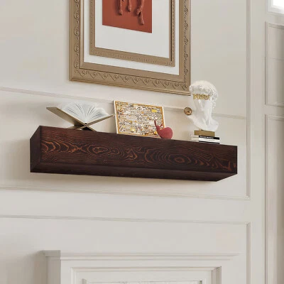 Fireplace Mantel Wood Shelf Floating Rustic Fireplace Mantel 72" Brown - Image 1 of 4
