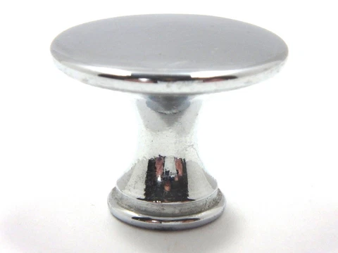 Antique BRIGHT CHROME DRAWER KNOB CABINET PULL 1.05" Diameter .854" Tall Cover