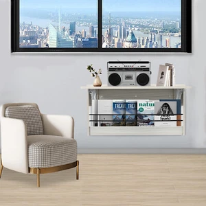 Light Gray Wall Mounted Folding Table, 31.5*2.8*16.3in Folding Wall Table - Picture 1 of 28