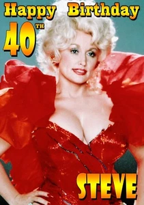 Dolly Rebecca Parton country music Personalised Happy Birthday Greeting Art Card - Picture 1 of 5