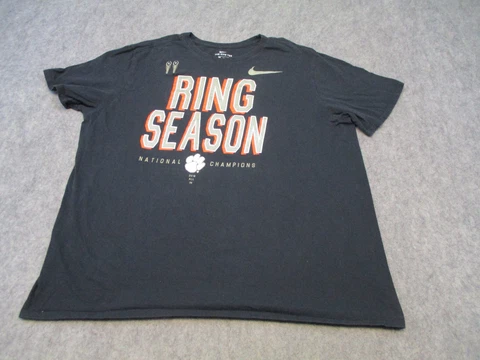 Nike Clemson Tigers Shirt Mens 2XL XXL Black Orange Football Adult Ring Season Cover