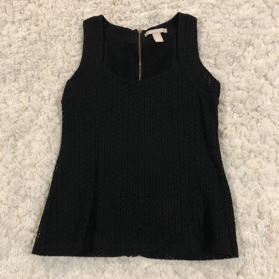 Blusa Banana Republic feminina ilhós preta forrada sem mangas náilon tamanho 0 zíper completo - Imagem 1 de 4