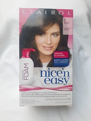 Clairol 5 Marrón Medio Nice'n Easy Mezcla de Color de Cabello Espuma Permanente  Foto 1 de 2