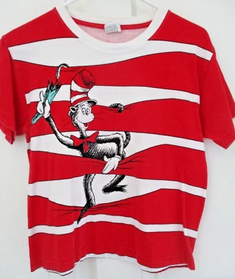 VTG Universal Studios Cat In The Hat Striped Shirt, Kids Size Large - Imagem 1 de 4