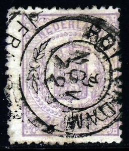 NIEDERLANDE 1869 21/2c. Flieder "Arme" kleine Löcher Perf 131/4 SG 62A sehr guter Zustand - Bild 1 von 2