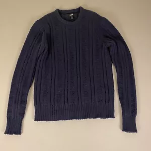 Jack Spade Lambswool Sweater Men's Large Blue Ribbed Knit Crew Neck Pullover - Picture 1 of 11