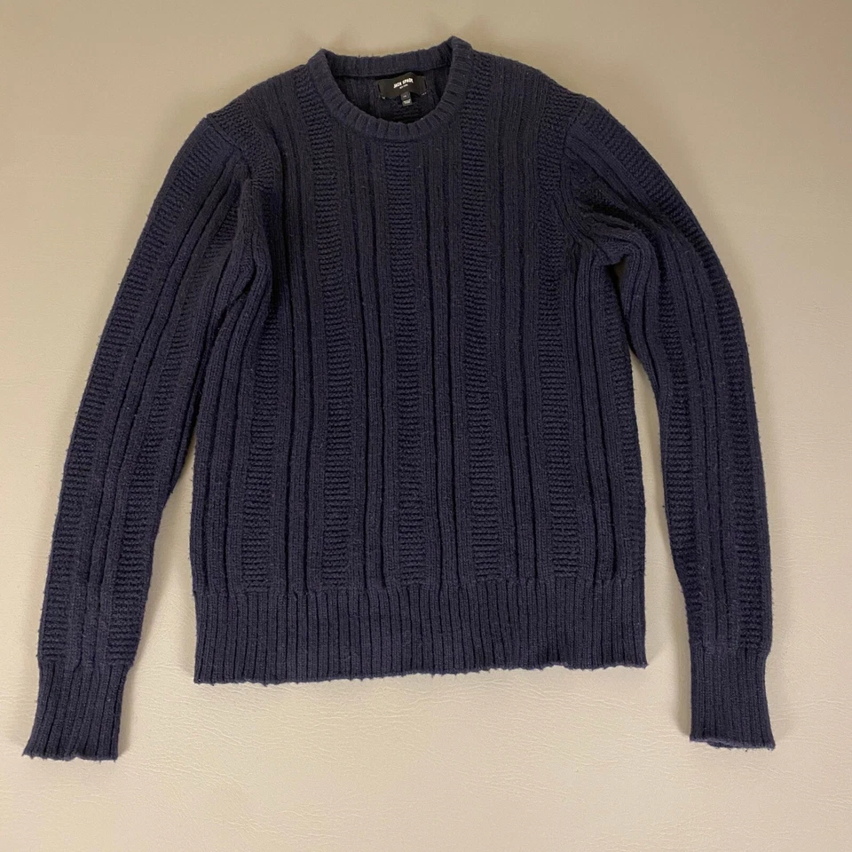 Jack Spade Lambswool Sweater Men's Large Blue Ribbed Knit Crew Neck Pullover - Image 1 of 4