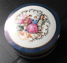 Vintage Empress by Haruta Porcelain Japan Victorian Couple Blue Trinket Pill Box