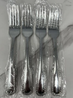 4 tenedores de cena Martha Stewart Essentials PUNTADA PLATEADA de acero inoxidable MFS15 MSE Foto 1 de 2