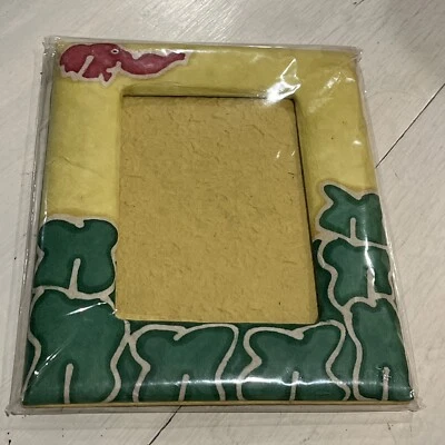Handmade Picture Frame Natural Mulberry Paper ￼”saa”~pink Elephant~NEW - Image 1 of 4
