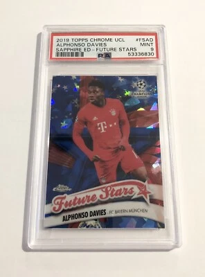 2019 Topps Chrome Sapphire UCL Future Stars Alphonso Davies #FSAD PSA 9 *POP 15* - Image 1 of 2