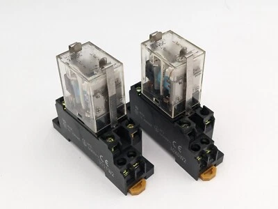 Conjunto de base de relé Omron MY2N-D2 2 piezas PYF08A-E 24 VCC bobina 8 pines riel Din usado Foto 1 de 4