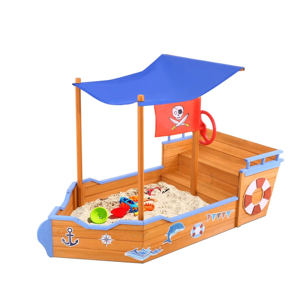 Keezi Boat Shaped Canopy Sand Pit