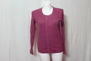 Sonoma Misses L Langarm Rundhalsausschnitt Rose Knopfleiste Zopfmuster Cardigan Neu mit Etikett - Bild 1 von 7