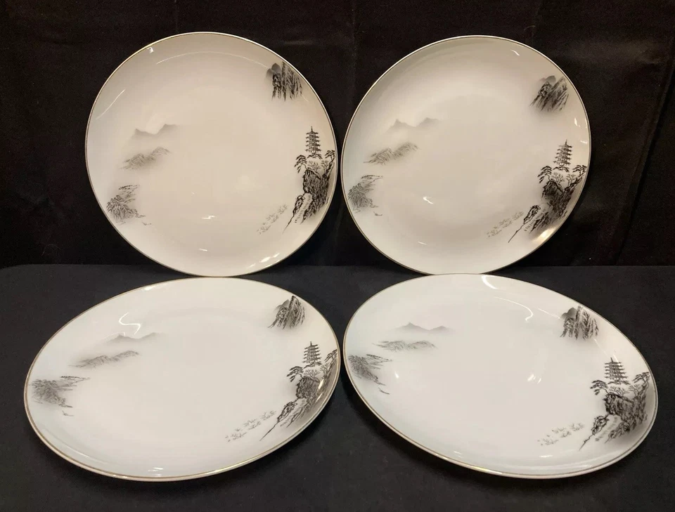 Fukagawa Arita Patrón No. Juego de 4 platos de cena 903 Japón pintados a mano 10” Foto 1 de 4