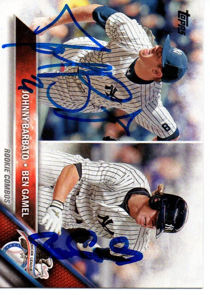Johnny Barbato Ben Gamel New York Yankees 2016 Topps Update Signed Card - Image 1 of 1