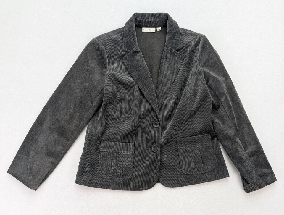Chaqueta blazer Studio Works de pana para mujer talla 10 gris Foto 1 de 4