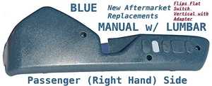 1990 - 1997 THUNDERBIRD RH PASSENGER SEAT TRIM PANEL - MANUAL w LUMBAR BLUE NEW - Foto 1 di 2