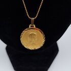Vintage St Christopher Pendant Necklace Mary 20” Chain Made In Italy Gold Plated