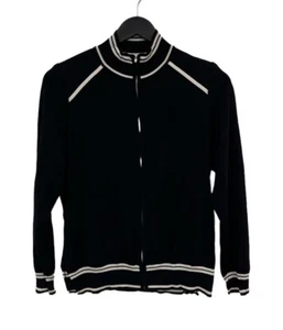 Exclusively Misook Black & White Trim Design Zip Up Sweater / jacket S - Picture 1 of 6