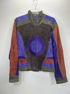 Vintage Damen Geometrisch Fandango Seude Leder Mart Cropped Taille Jacke - Bild 1 von 9