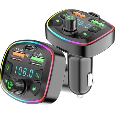 FM Transmitter Auto Bluetooth Kfz Radio Adapter PD+ Dual USB Ladegerät für Handy - Bild 1 von 4
