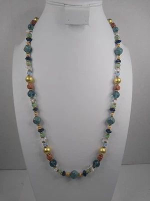 Collar Liz Claiborne Cuentas Multicolor Tonel Dorado 30" Foto 1 de 4