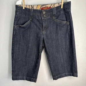 One 5 One Shorts Womens Bermuda Mid Rise Dark Blue Denim Measures Size 8 - Picture 1 of 7