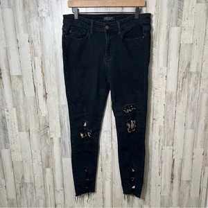Judy blau schwarz Leopard Patch Mid Rise Skinny Fit Jeans Used-Look Damen 11/30 - Bild 1 von 7