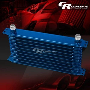 11-ROW 10AN FULL ALUMINUM UNIVERSAL ENGINE/TRANSMISSION RACING OIL COOLER BLUE - Picture 1 of 1