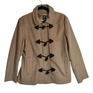 Gap Jacket Women Toggle Coat Tan Lined XL Long Sleeve Wool Blend New - Picture 1 of 9