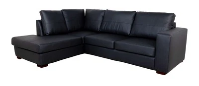 SOFAS AND MORE CORNER SOFA FAUX LEATHER BLACK SECTIONAL COUCH WESTPOINT LEFT HAND SIDE