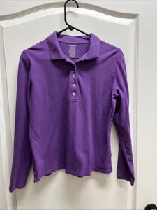 Camisa polo para mujer Cherokee púrpura manga larga mediana 95 % algodón 5 % spandex - Imagen 1 de 9