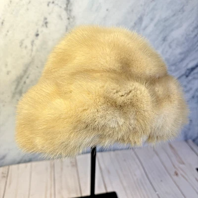 "Sombrero cubo vintage de piel de conejo Mr. D crema talla pequeña damas mujeres 20,5""" Foto 1 de 4