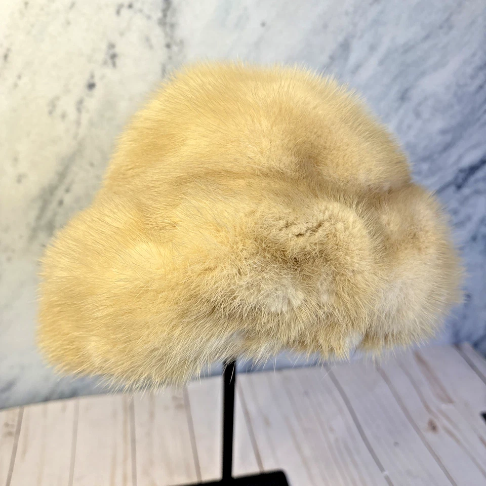 "Sombrero cubo vintage de piel de conejo Mr. D crema talla pequeña damas mujeres 20,5""" Foto 1 de 4