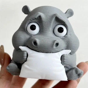 Cute Hippo Desktop Decoration With Pillow In Mouth Adorable And Slightly Looking - Picture 1 of 13