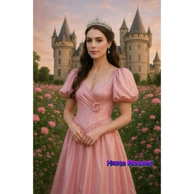 Винтажное платье 80-х красивое розовое блестящая розетка с рукавами-затяжками династия принцесса Ди - Изображение 1 из 4