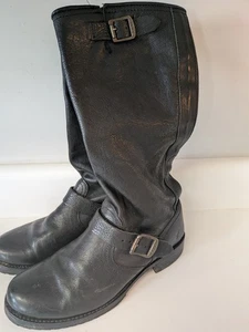 Frye Veronica Slouch Black Leather Riding Boots Women’s Sz 9.5 B Harness - Picture 1 of 8
